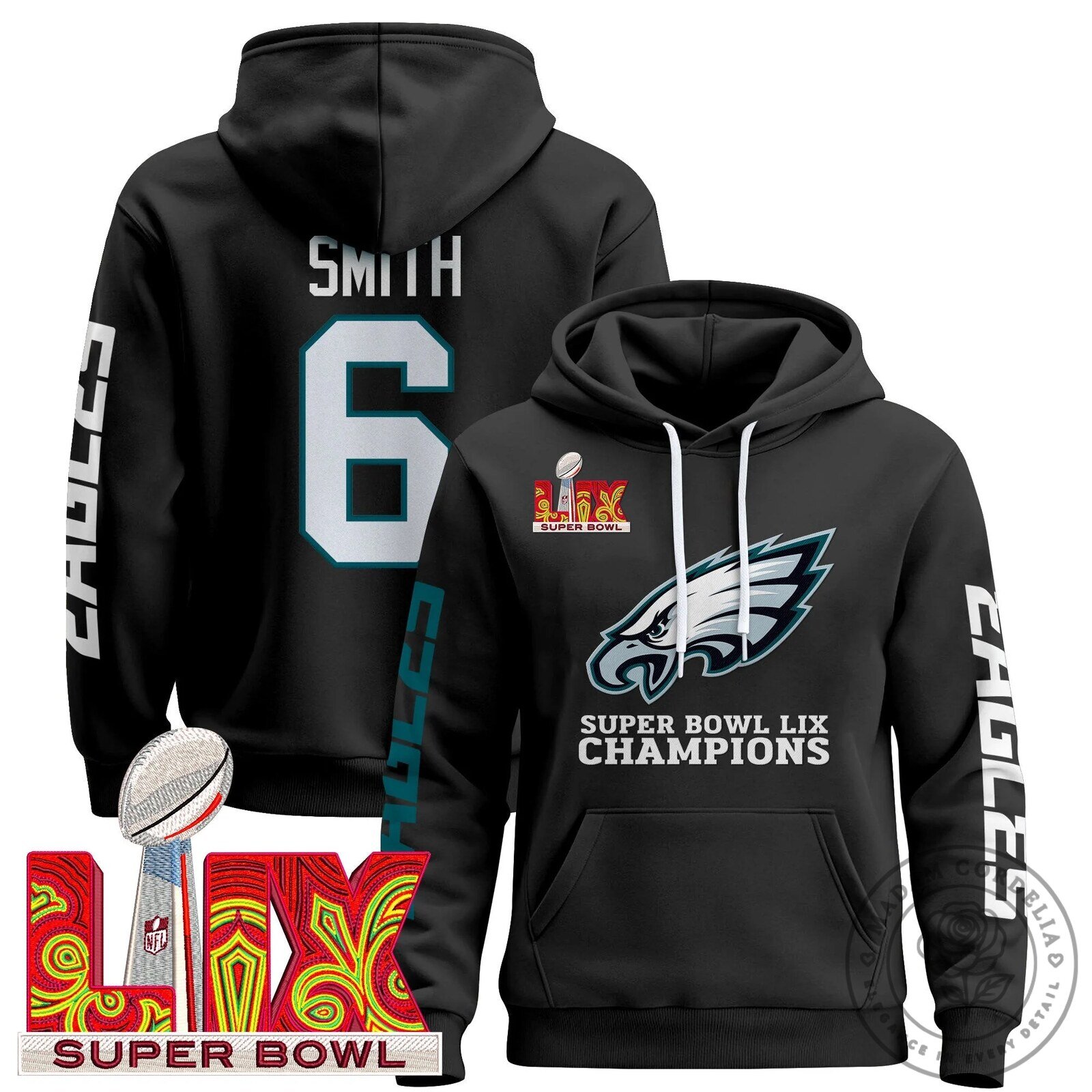 Philadelphia Eagles Super Bowl LIX Champions Pullover Hoodie 16 Philadelphia Eagles Super Bowl LIX Champions Pullover Hoodie