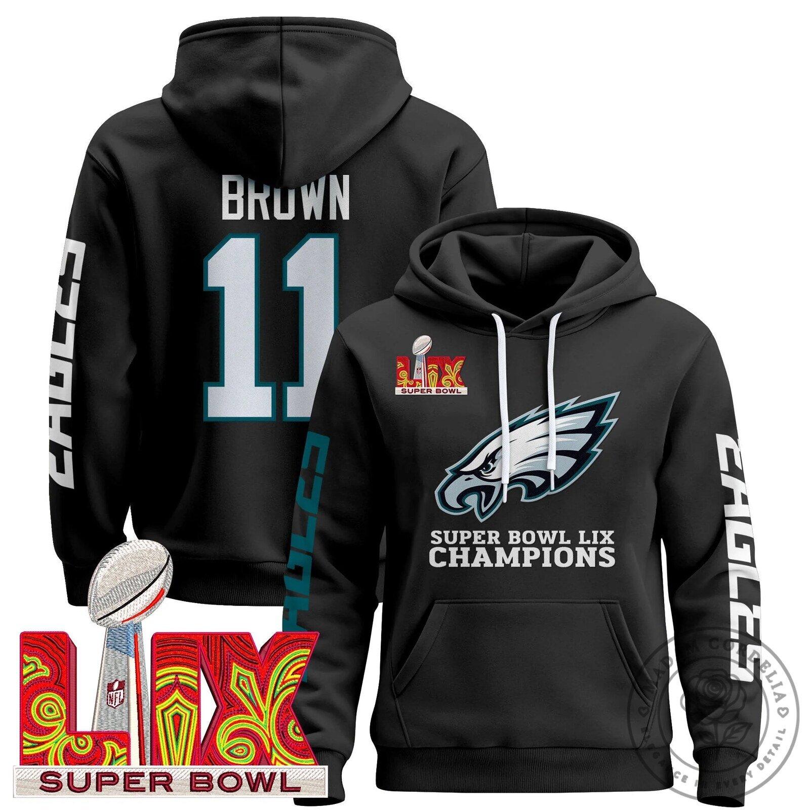 Philadelphia Eagles Super Bowl LIX Champions Pullover Hoodie 18 Philadelphia Eagles Super Bowl LIX Champions Pullover Hoodie