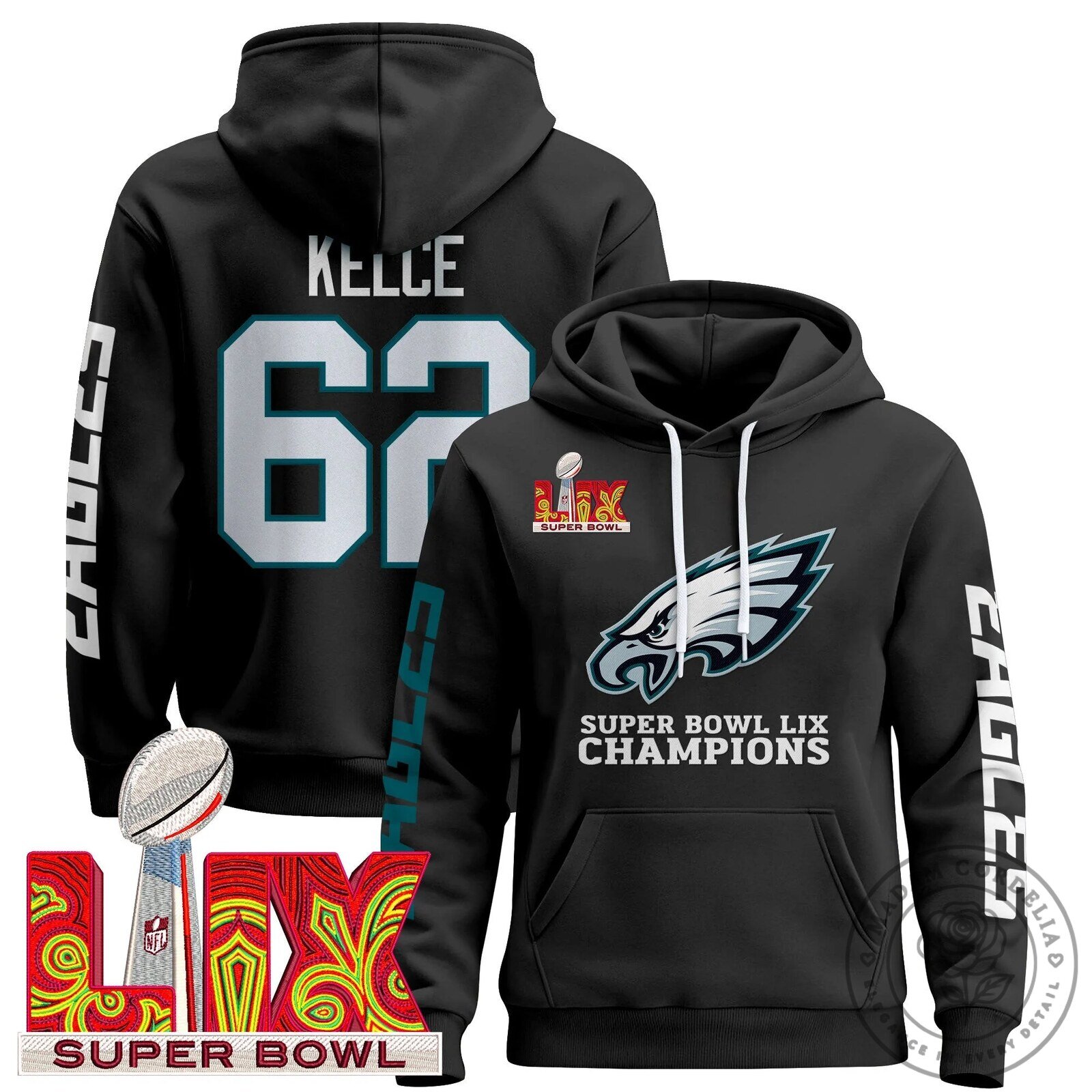Philadelphia Eagles Super Bowl LIX Champions Pullover Hoodie 19 Philadelphia Eagles Super Bowl LIX Champions Pullover Hoodie