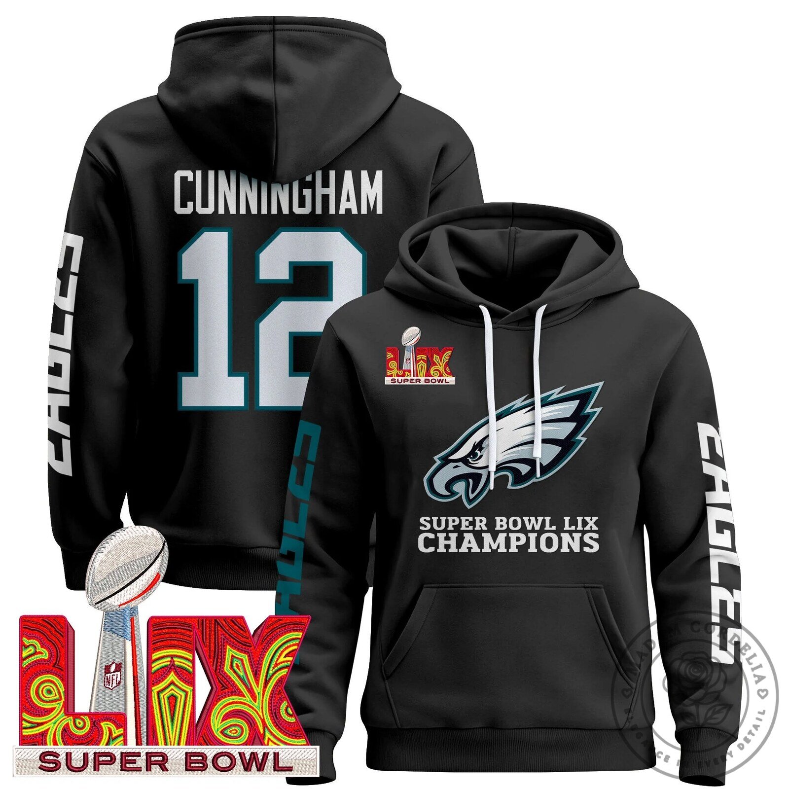 Philadelphia Eagles Super Bowl LIX Champions Pullover Hoodie 20 Philadelphia Eagles Super Bowl LIX Champions Pullover Hoodie