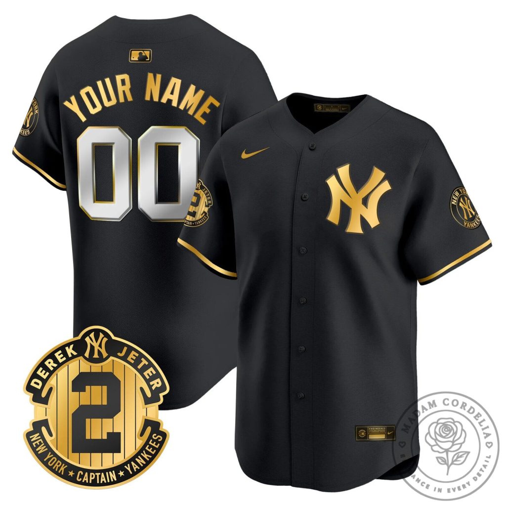 New York Yankees Black Gold Baseball Jersey by Derek Jeter New York Yankees Black Gold Baseball Jersey by Derek Jeter