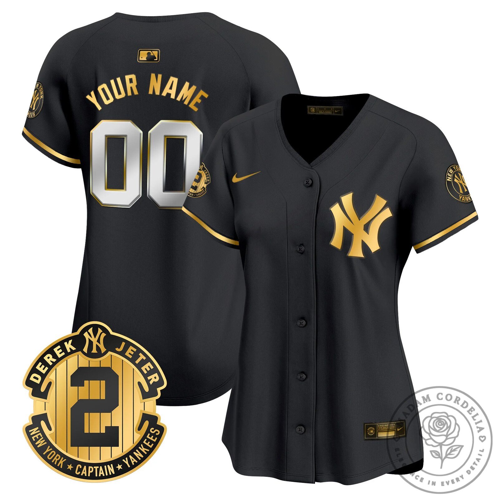 New York Yankees Black Gold Baseball Jersey by Derek Jeter 22 New York Yankees Black Gold Baseball Jersey by Derek Jeter