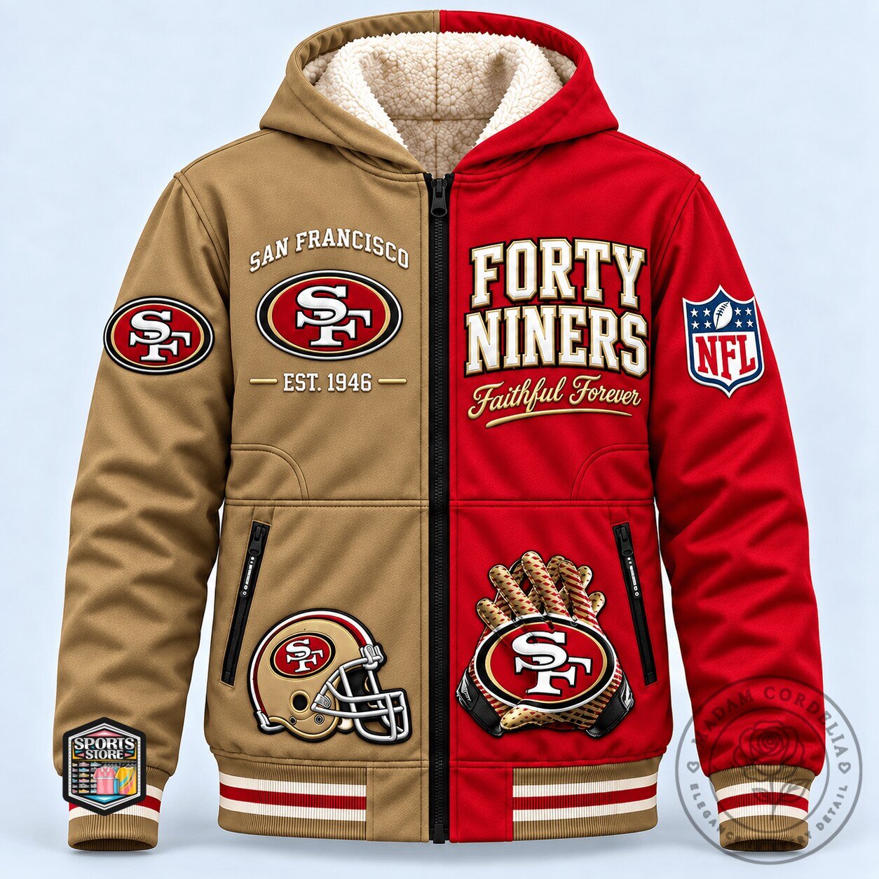 San Francisco 49ers Faithful Forever Sherpa Lined Full Zip Hoodie