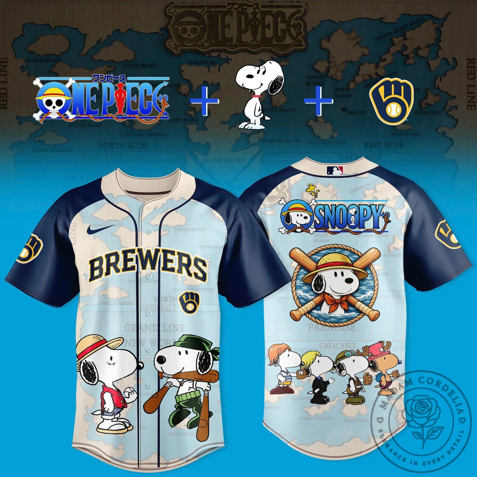 Milwaukee Brewers Snoopy One Piece Baseball Jersey