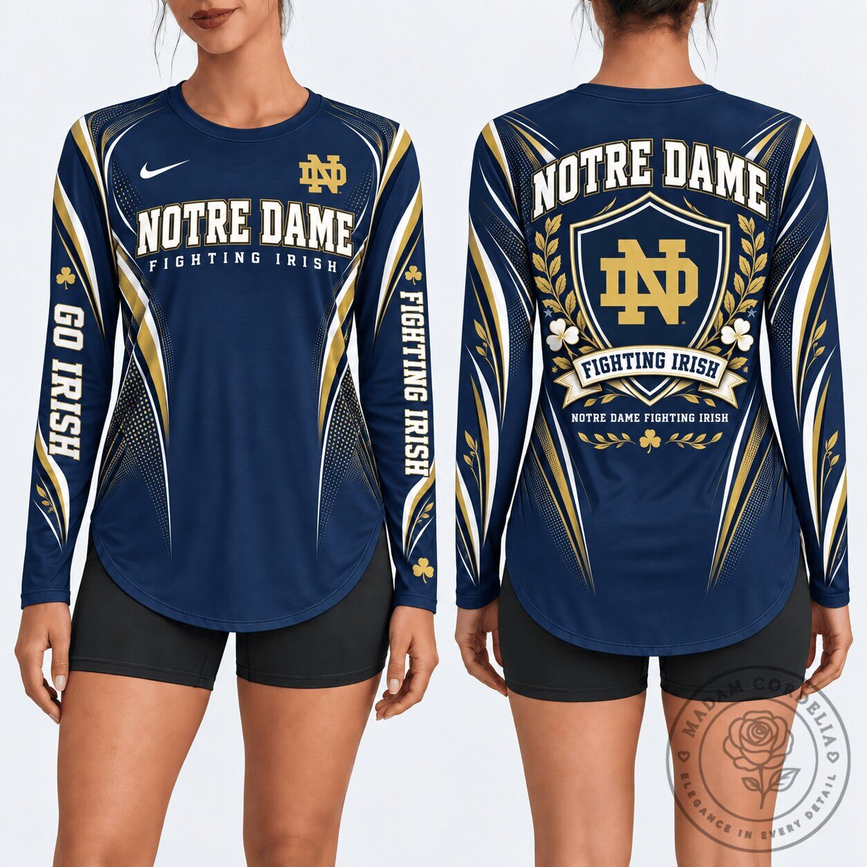 Notre Dame Fighting Irish Gold Trim Long Sleeve Shirt