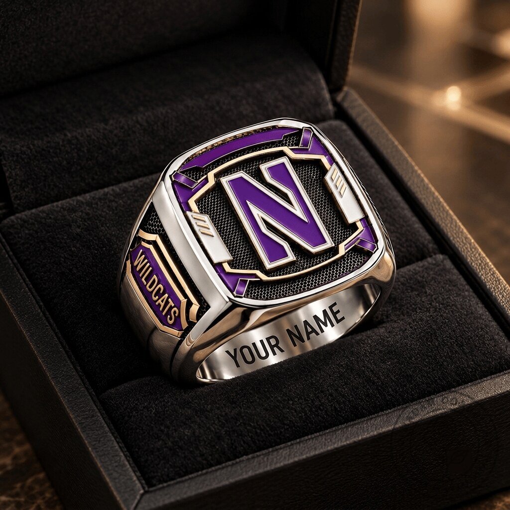 Northwestern Wildcats NCAA Custom Fan Championship Ring with Personalized Engraving