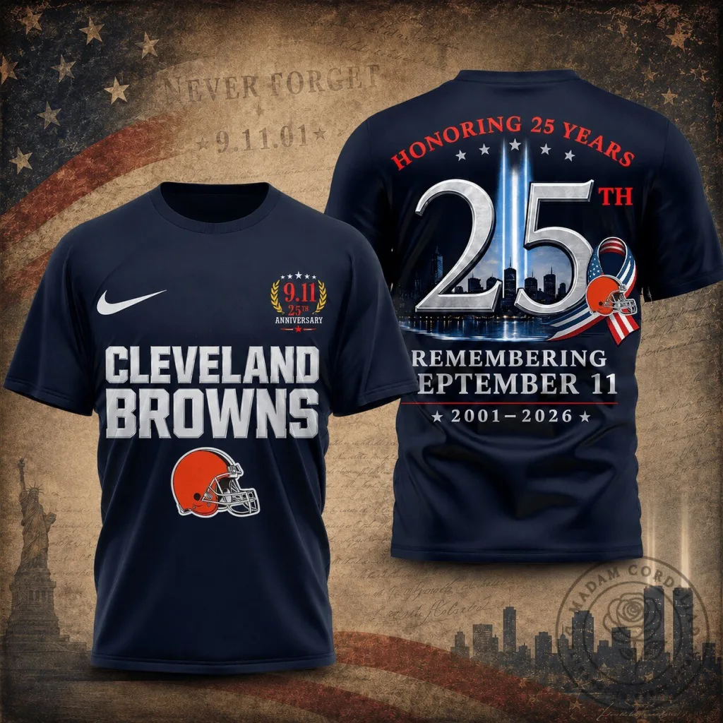 Cleveland Browns September 11th 25th Anniversary Commemorative T-Shirt 24 Cleveland Browns September 11th 25th Anniversary Commemorative T-Shirt