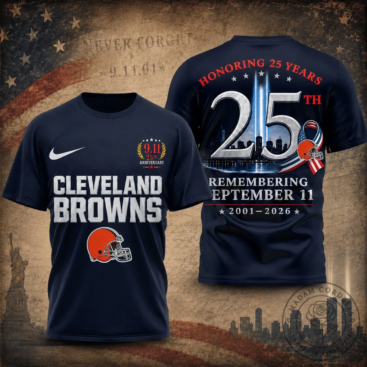Cleveland Browns September 11th 25th Anniversary Commemorative T-Shirt