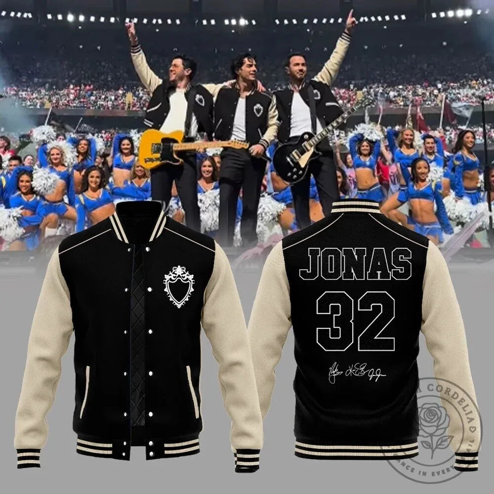 Jonas Brothers 32 Black and White Varsity Jacket