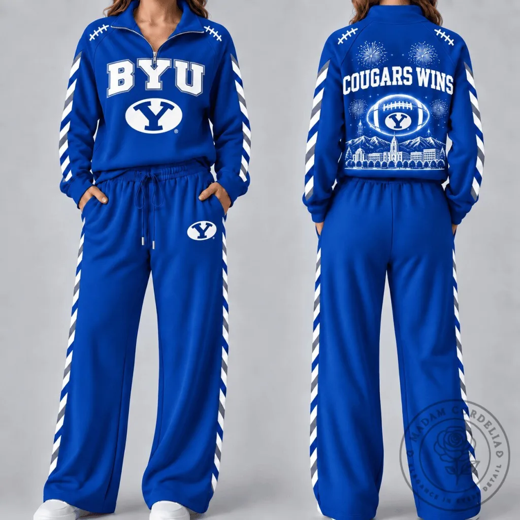 BYU Cougars Royal Blue Quarter-Zip Pullover and Wide-Leg Pants Set BYU Cougars Royal Blue Quarter-Zip Pullover and Wide-Leg Pants Set