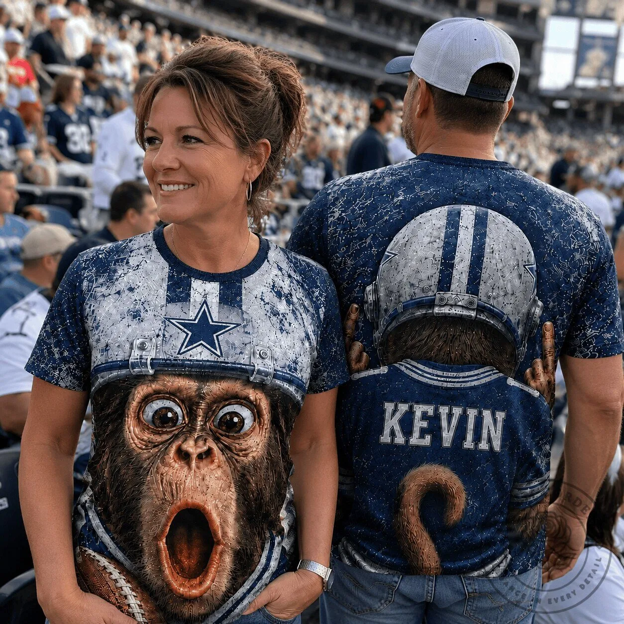 Dallas Cowboys Football Monkey Helmet Custom Name T-Shirt