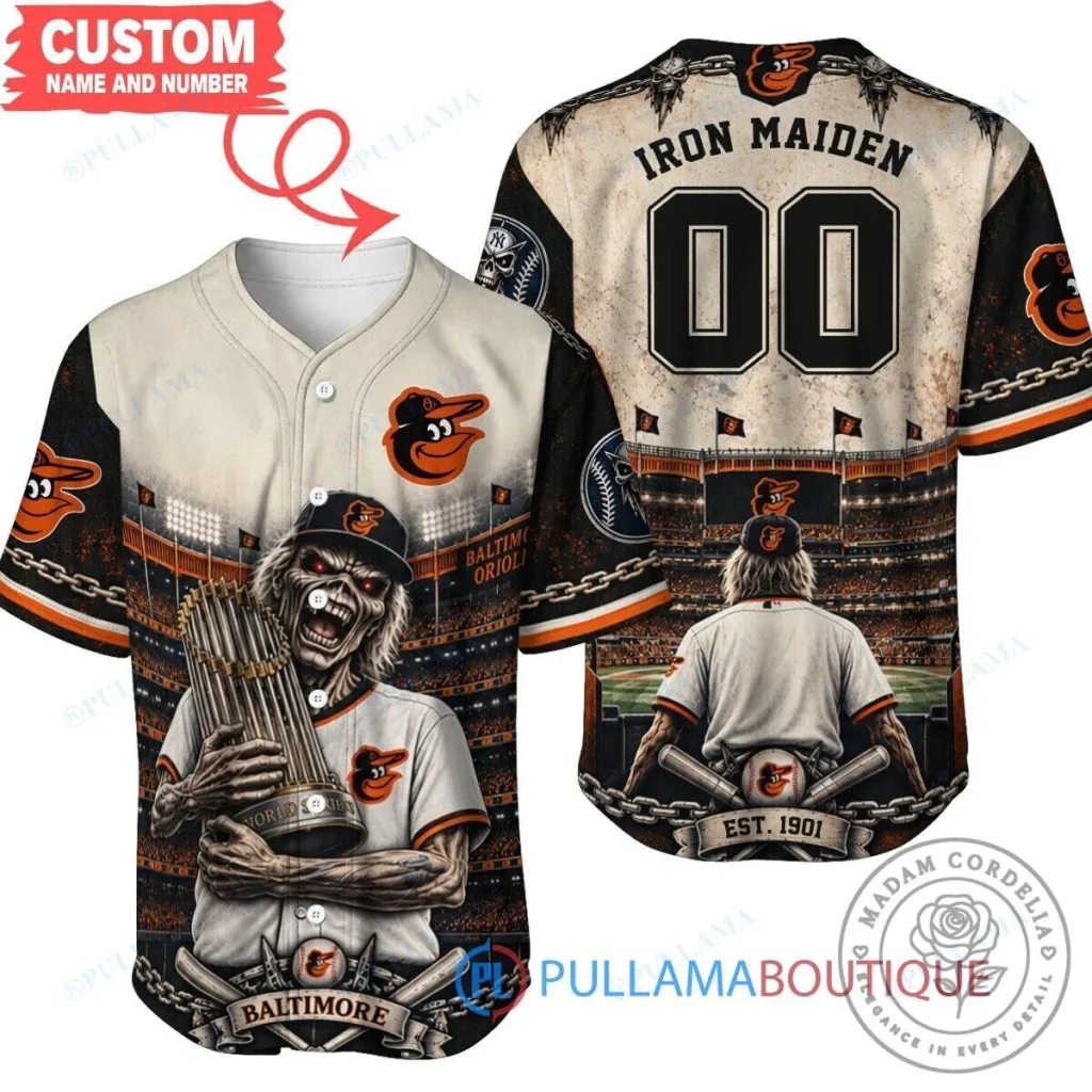 Baltimore Orioles Iron Maiden Eddie Baseball World Series Jersey Baltimore Orioles Iron Maiden Eddie Baseball World Series Jersey