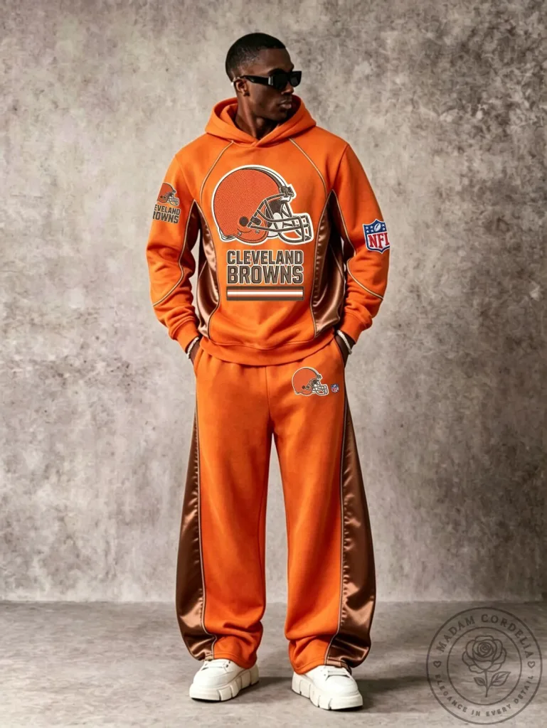 Cleveland Browns Football Team Orange and Brown Hoodie and Jogging Pants Set 6 Cleveland Browns Football Team Orange and Brown Hoodie and Jogging Pants Set