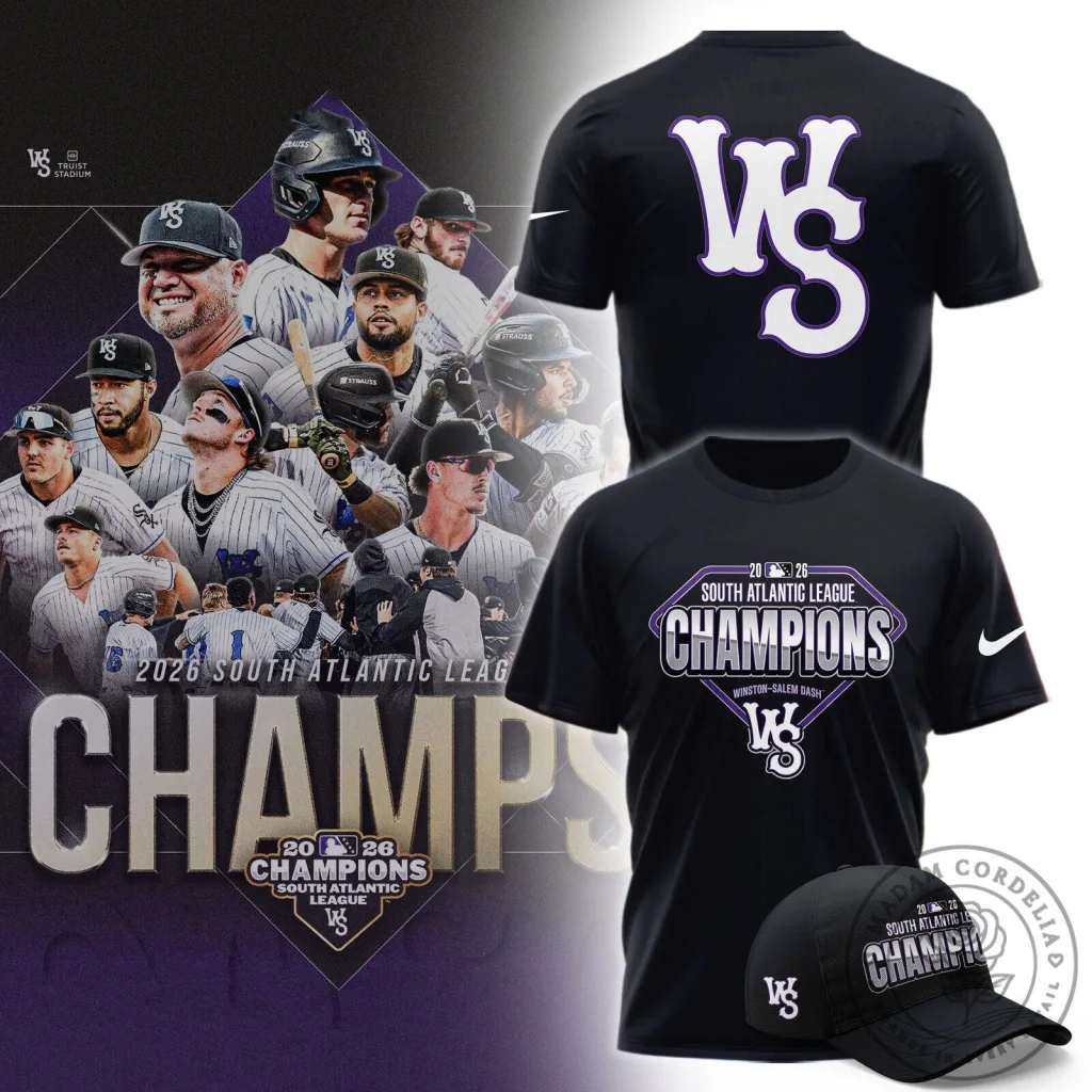 Winston-Salem Dash 2026 South Atlantic League Champions Black T-Shirt Winston-Salem Dash 2026 South Atlantic League Champions Black T-Shirt