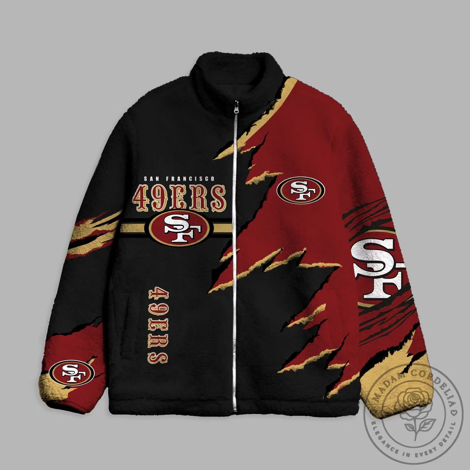 San Francisco 49ers NFL Team Logo Sherpa Fleece Jacket