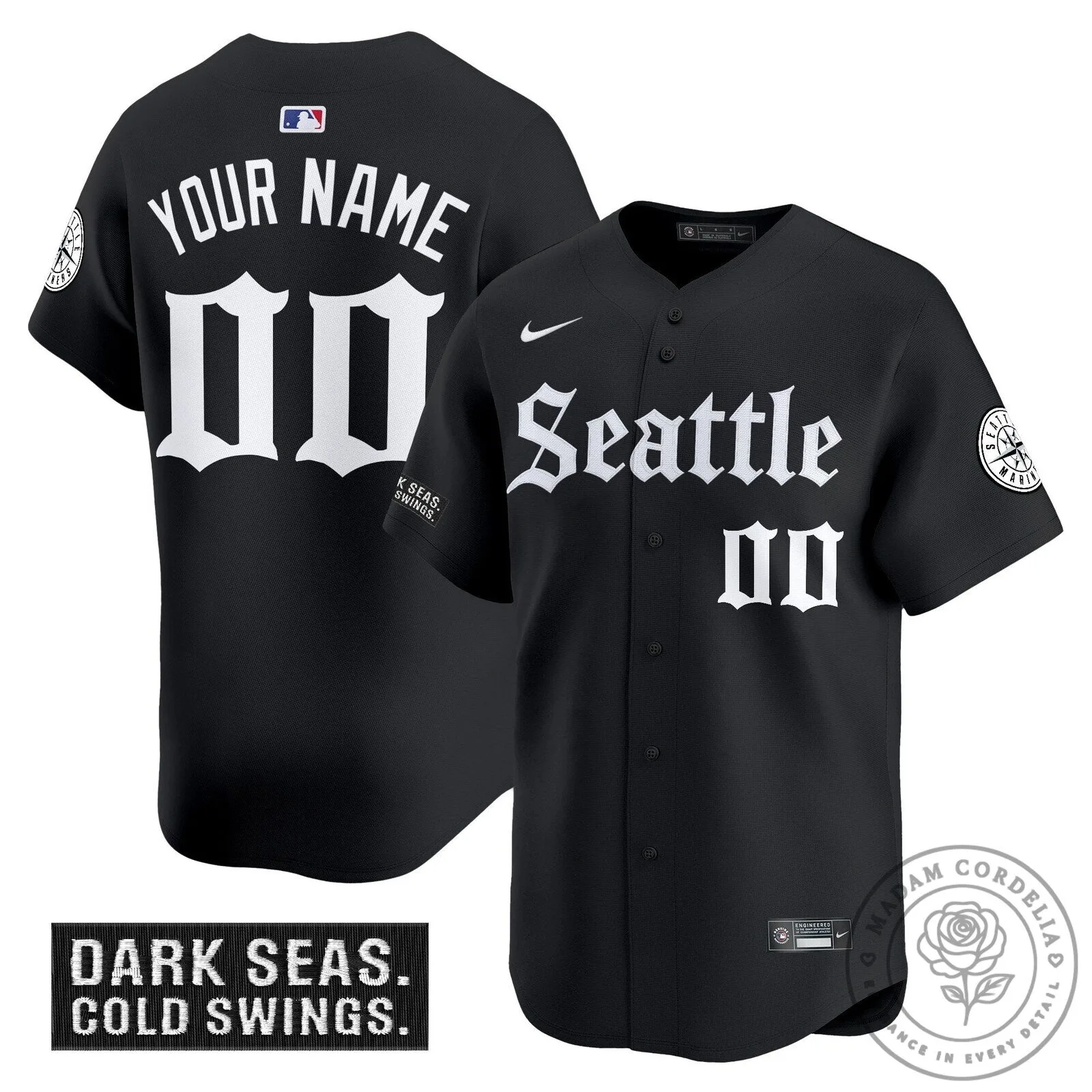 Seattle Mariners 'N 2 Deep' Black Gothic Edition Baseball Jersey