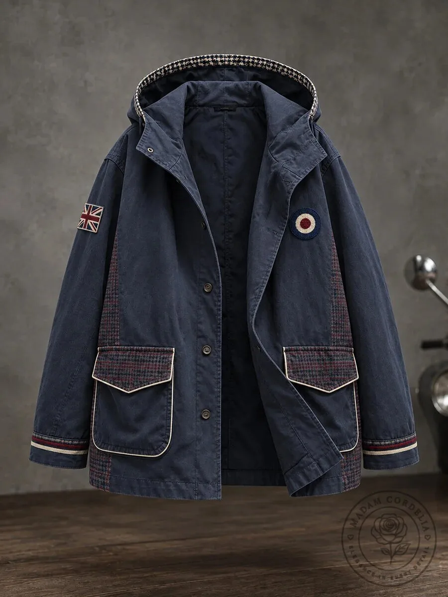 United Kingdom Flag Mod Target Patchwork Hooded Jacket