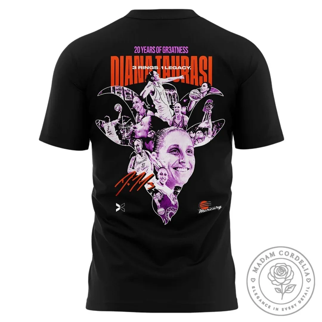 Phoenix Mercury Diana Taurasi 20 Years of Greatness GOAT T-Shirt 13 Phoenix Mercury Diana Taurasi 20 Years of Greatness GOAT T-Shirt