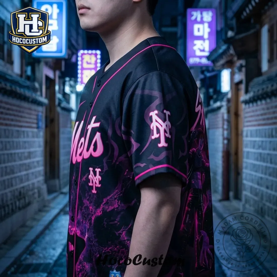 New York Mets Baseball Kpop Demon Hunters Saja Boys Black Jersey 11 New York Mets Baseball Kpop Demon Hunters Saja Boys Black Jersey