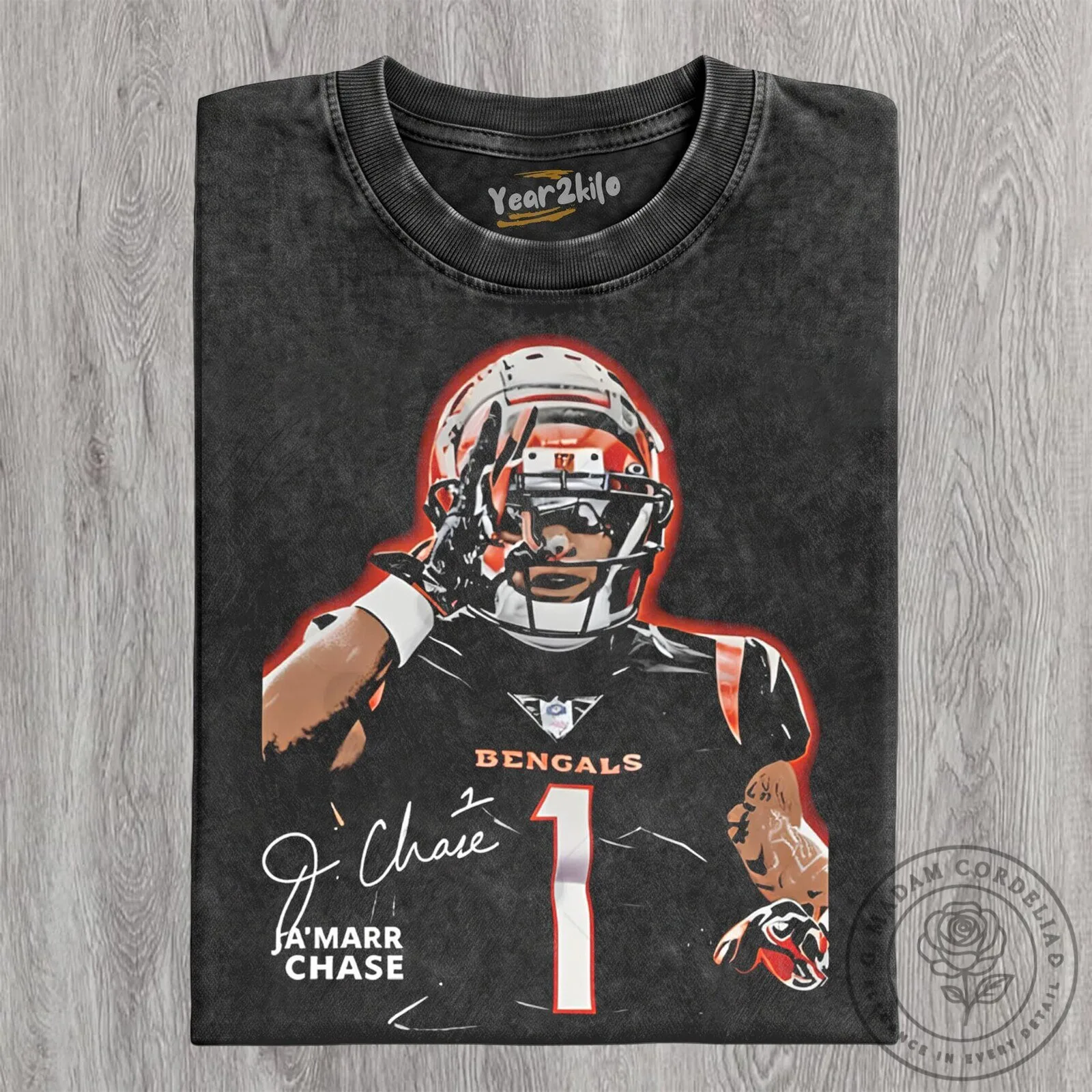 Cincinnati Football Ja'Marr Chase Number One Vintage Washed T-Shirt
