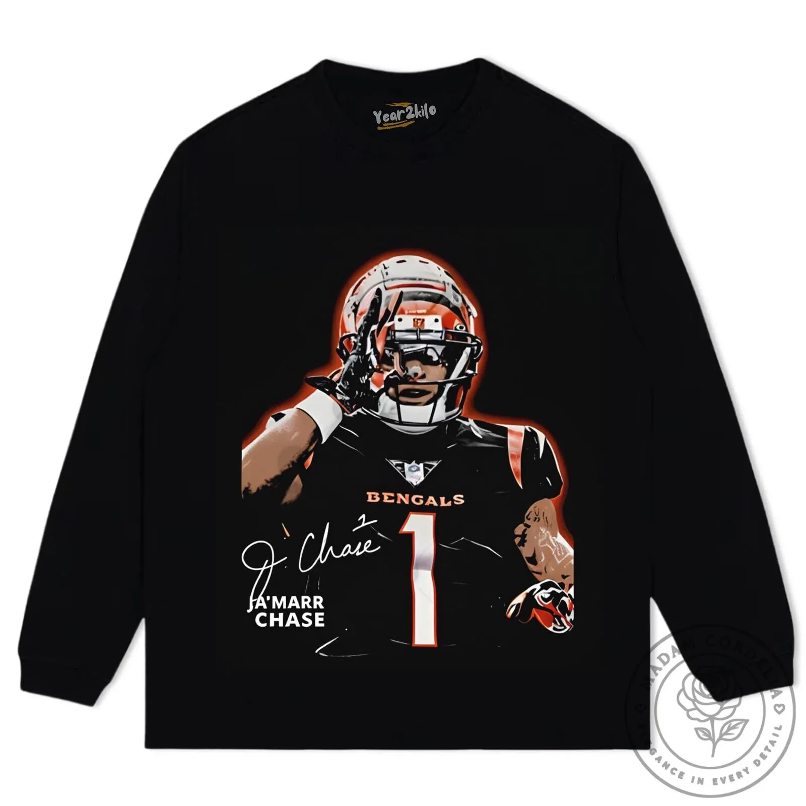 Cincinnati Football Ja'Marr Chase Number One Vintage Washed T-Shirt 19 Cincinnati Football Ja