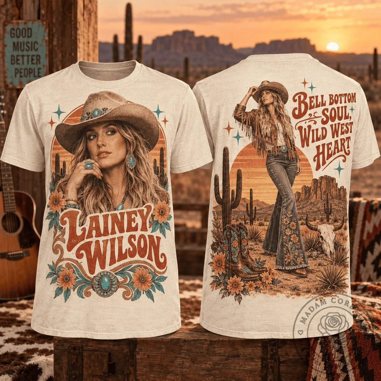 Lainey Wilson Bell Bottom Soul Wild West Heart Country Music T-Shirt