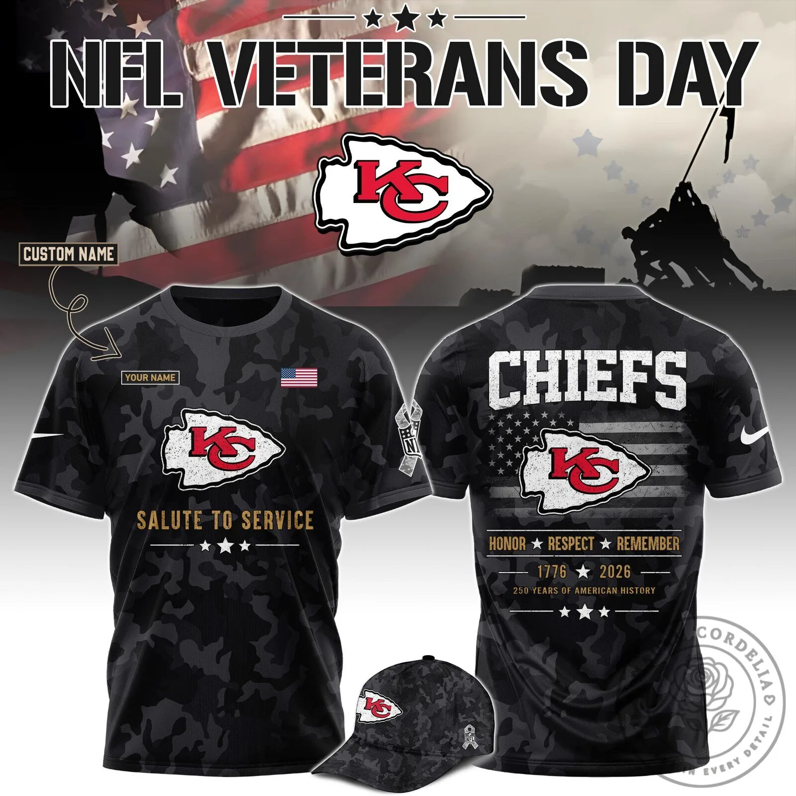 Kansas City Chiefs NFL Veterans Day 2026 Salute to Service T-Shirt