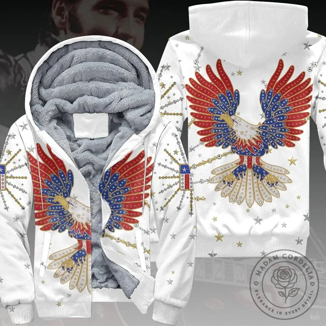 American Eagle Patriotic Stars and Stripes Fleece Zipper Hoodie