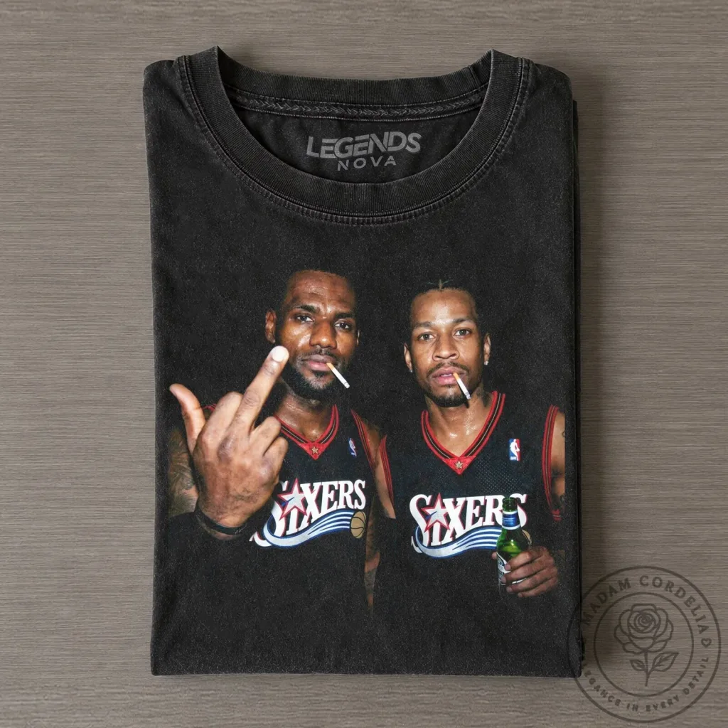 Philadelphia 76ers Basketball Tee featuring LeBron James and Allen Iverson