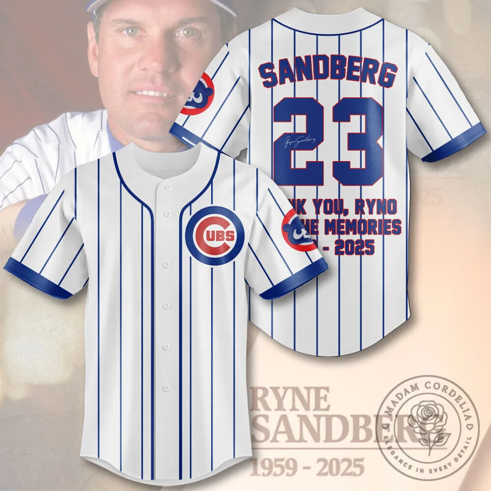 Chicago Cubs Baseball Ryne Sandberg Pinstripe Commemorative Jersey