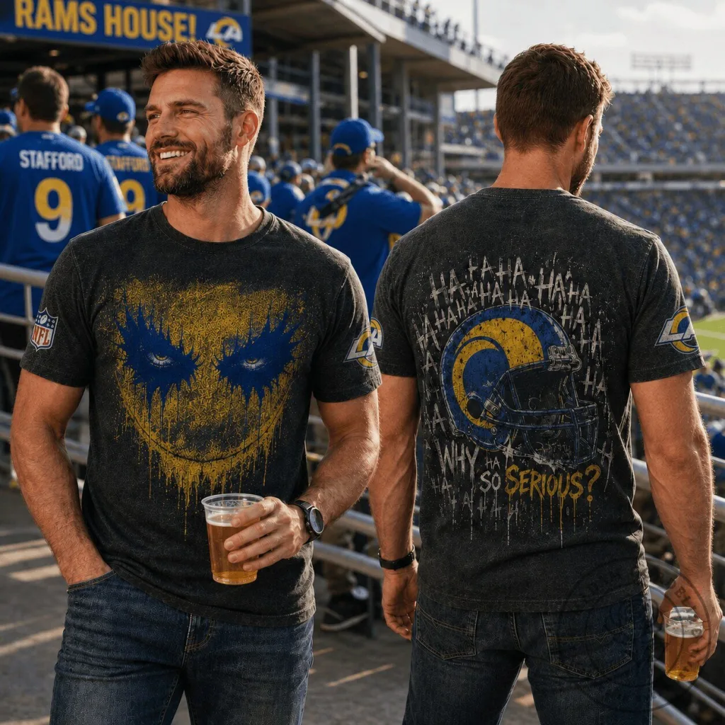 Los Angeles Rams Football Joker Helmet Graphic T-Shirt for Men Los Angeles Rams Football Joker Helmet Graphic T-Shirt for Men