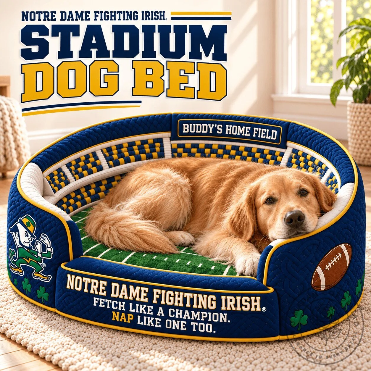 Notre Dame Fighting Irish Stadium Pet Bed for Dogs and Cats