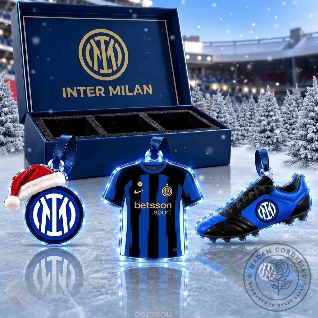 Inter Milan Football Club Team Logo Jersey Shoe Christmas Tree Ornament Set