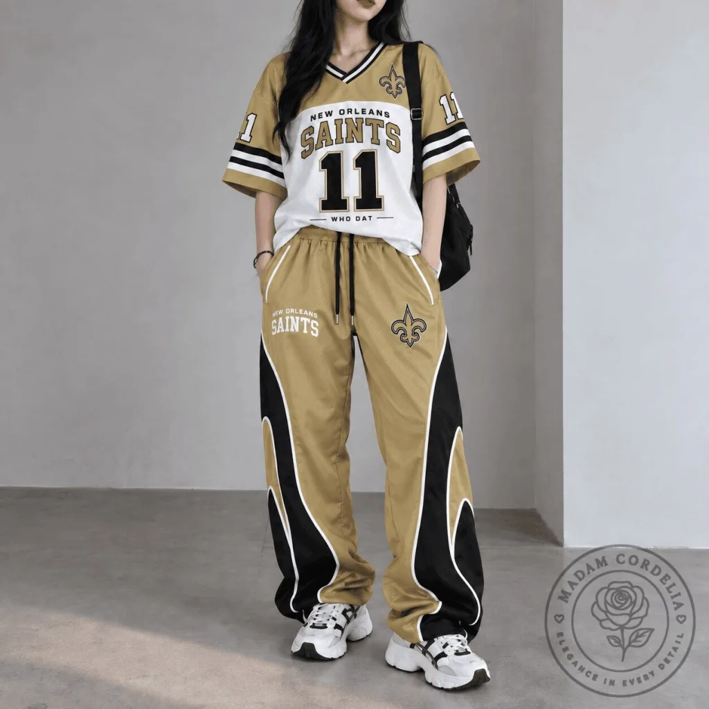 New Orleans Saints Gold Black White Football Jersey and Pants Set New Orleans Saints Gold Black White Football Jersey and Pants Set