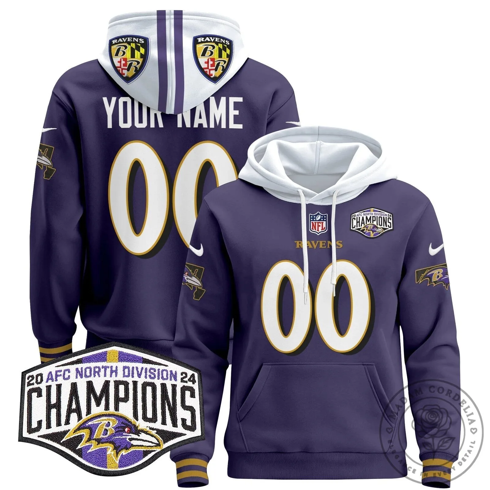 AFC North Division Champions Baltimore Ravens Football Hoodie 12 AFC North Division Champions Baltimore Ravens Football Hoodie