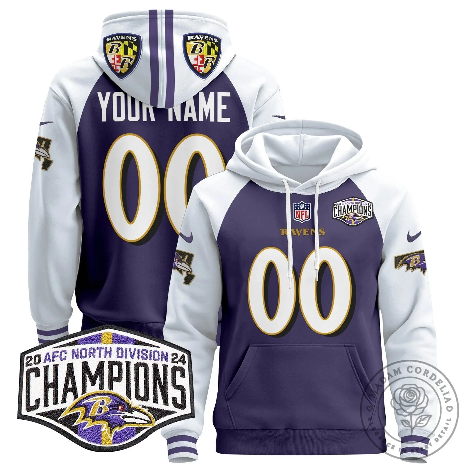 Baltimore Ravens 2024 AFC North Division Champions Custom Pullover Hoodie 10 Baltimore Ravens 2024 AFC North Division Champions Custom Pullover Hoodie
