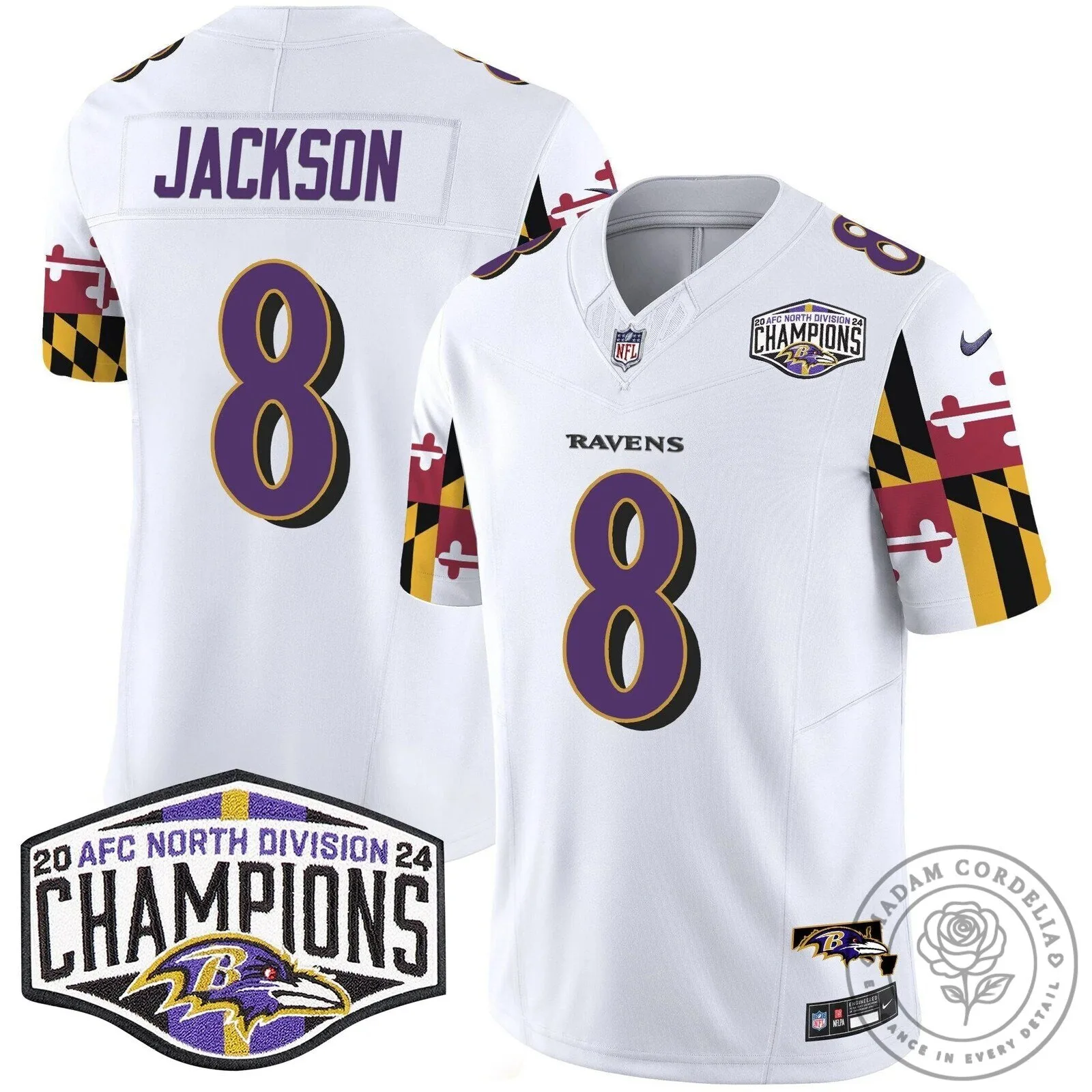 Baltimore Ravens 2024 AFC North Division Champions Henry Number 22 Football Jersey 42 Baltimore Ravens 2024 AFC North Division Champions Henry Number 22 Football Jersey