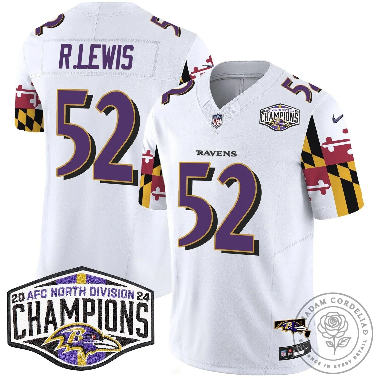 Baltimore Ravens 2024 AFC North Division Champions Henry Number 22 Football Jersey 46 Baltimore Ravens 2024 AFC North Division Champions Henry Number 22 Football Jersey