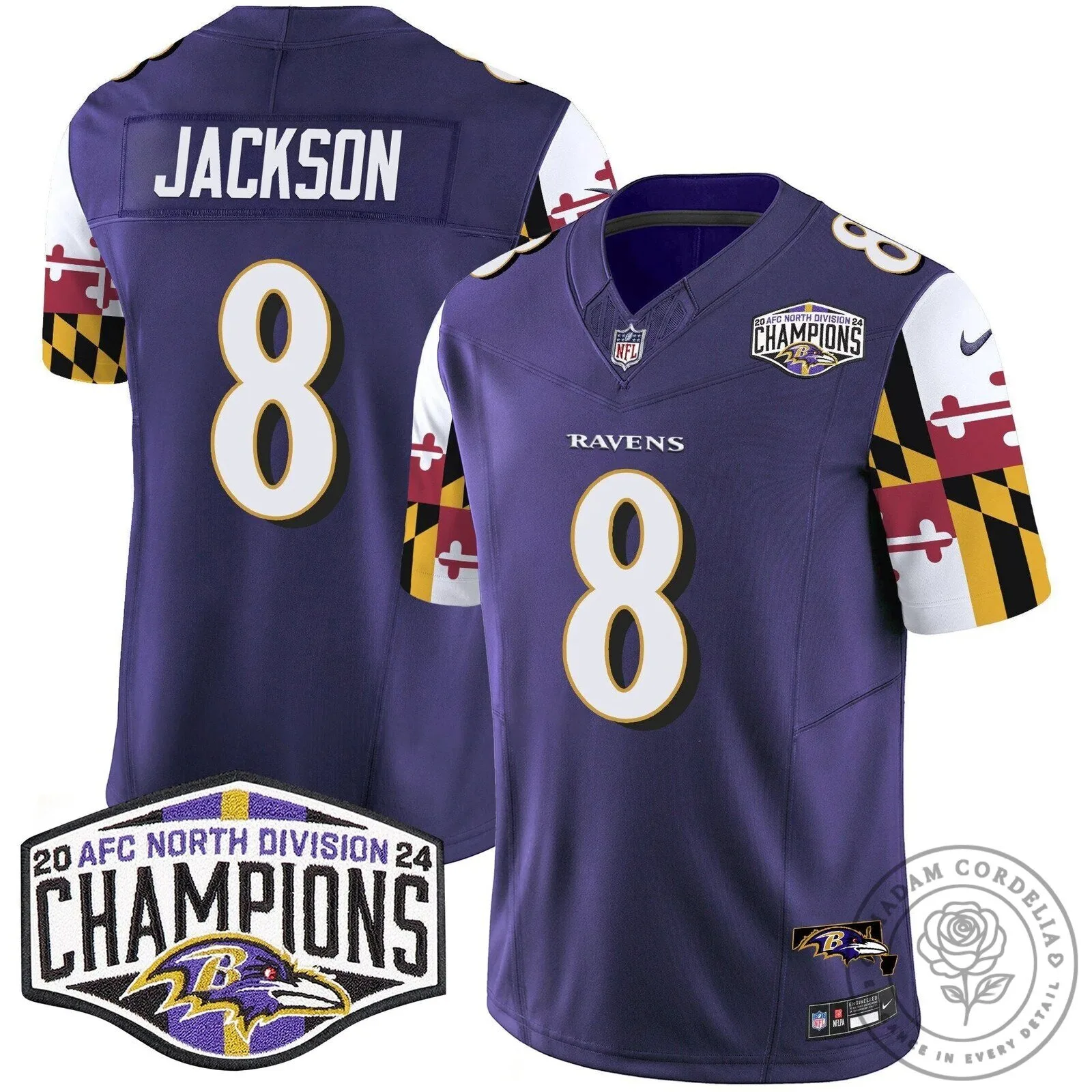 Baltimore Ravens 2024 AFC North Division Champions Henry Number 22 Football Jersey 51 Baltimore Ravens 2024 AFC North Division Champions Henry Number 22 Football Jersey