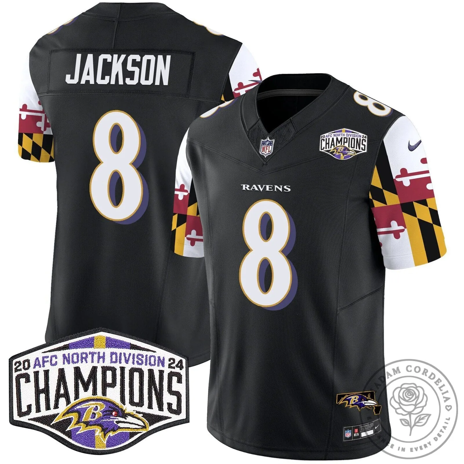 Baltimore Ravens 2024 AFC North Division Champions Henry Number 22 Football Jersey 52 Baltimore Ravens 2024 AFC North Division Champions Henry Number 22 Football Jersey