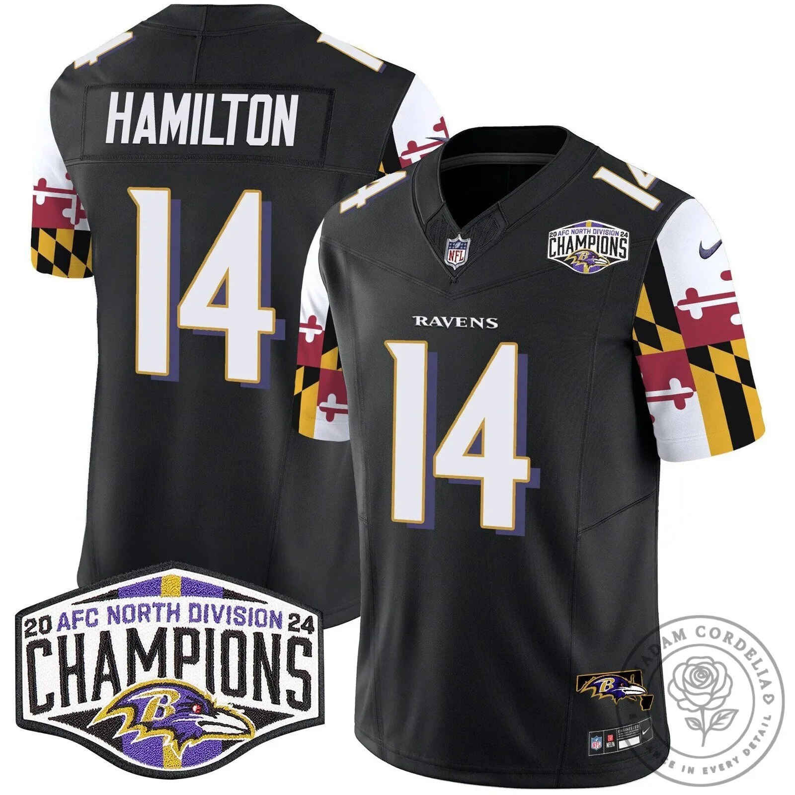 Baltimore Ravens 2024 AFC North Division Champions Henry Number 22 Football Jersey 54 Baltimore Ravens 2024 AFC North Division Champions Henry Number 22 Football Jersey