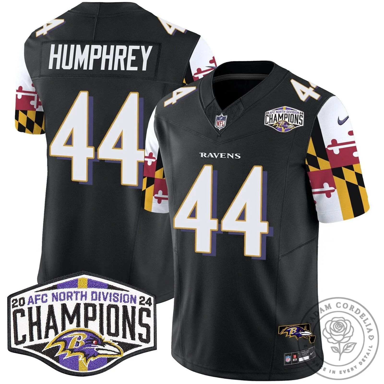 Baltimore Ravens 2024 AFC North Division Champions Henry Number 22 Football Jersey 55 Baltimore Ravens 2024 AFC North Division Champions Henry Number 22 Football Jersey
