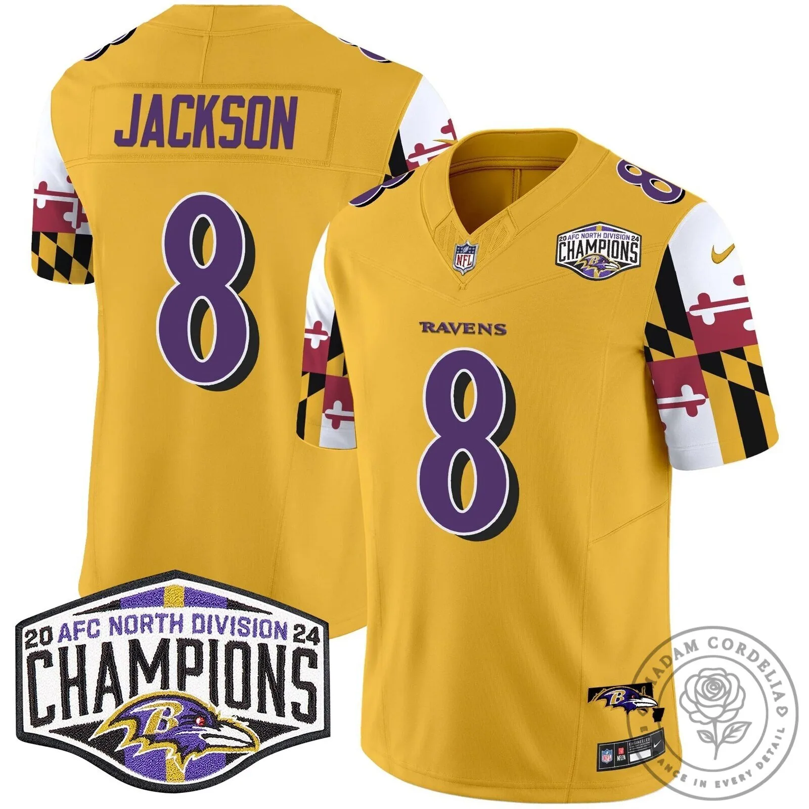Baltimore Ravens 2024 AFC North Division Champions Henry Number 22 Football Jersey 61 Baltimore Ravens 2024 AFC North Division Champions Henry Number 22 Football Jersey