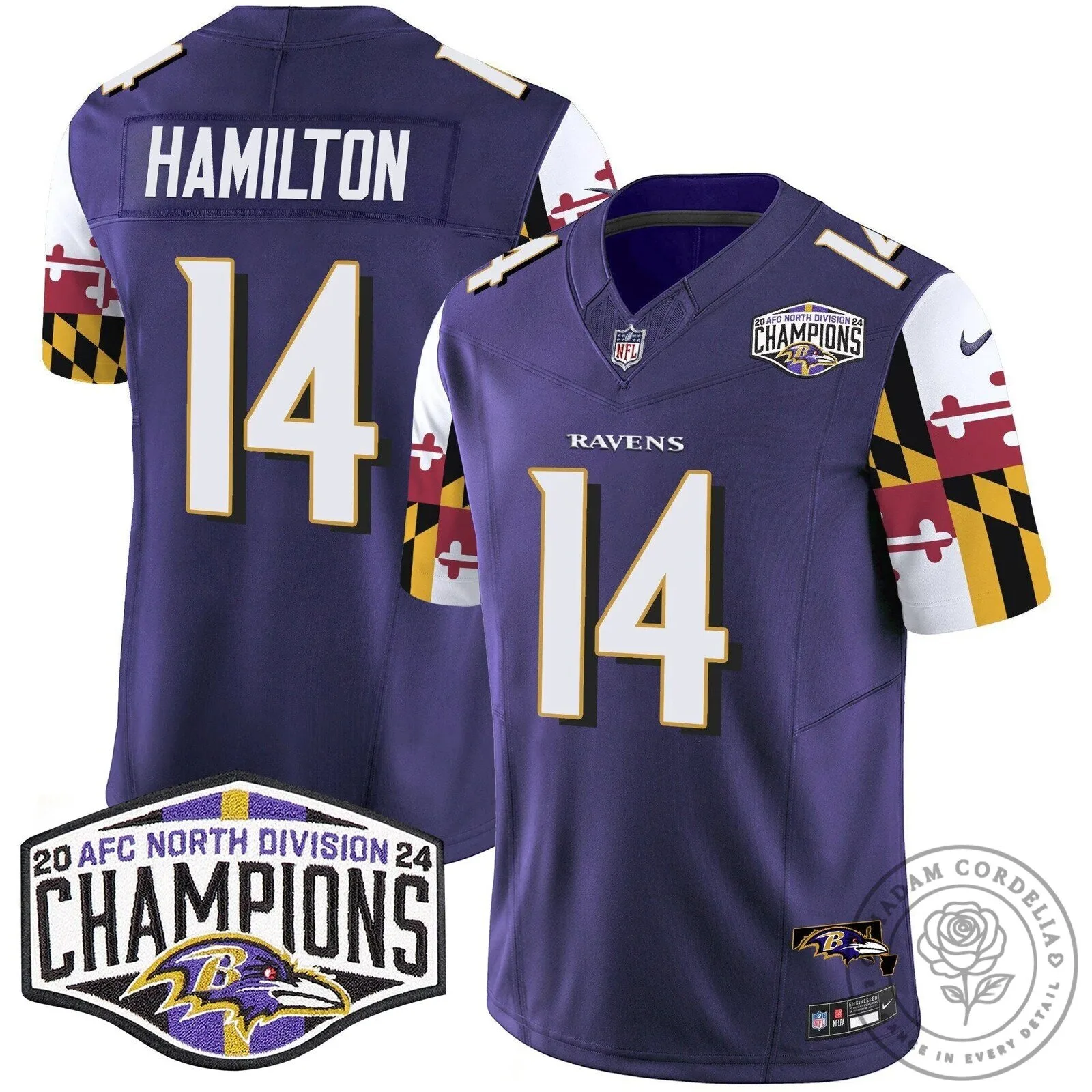 Baltimore Ravens 2024 AFC North Division Champions Henry Number 22 Football Jersey 70 Baltimore Ravens 2024 AFC North Division Champions Henry Number 22 Football Jersey