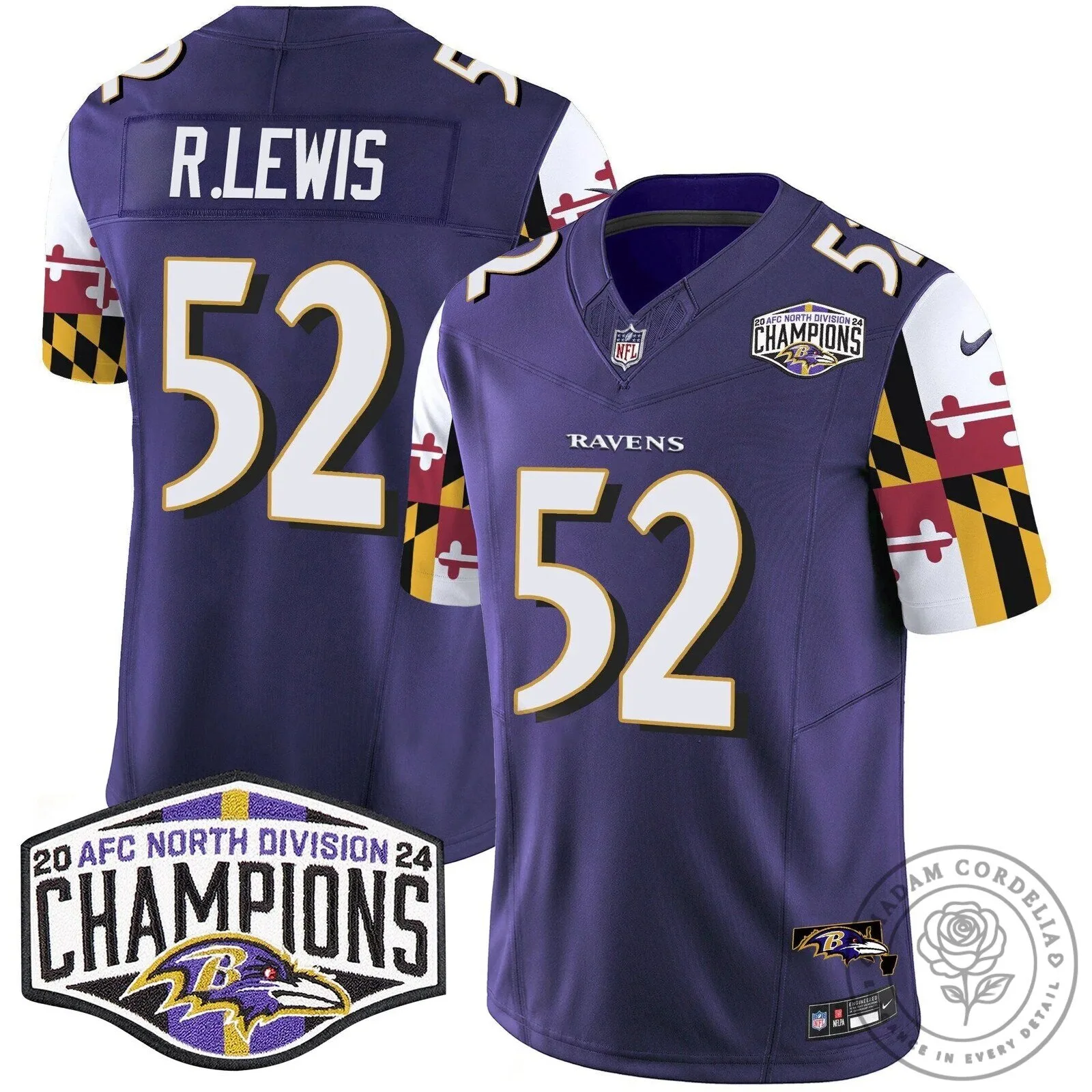 Baltimore Ravens 2024 AFC North Division Champions Henry Number 22 Football Jersey 72 Baltimore Ravens 2024 AFC North Division Champions Henry Number 22 Football Jersey