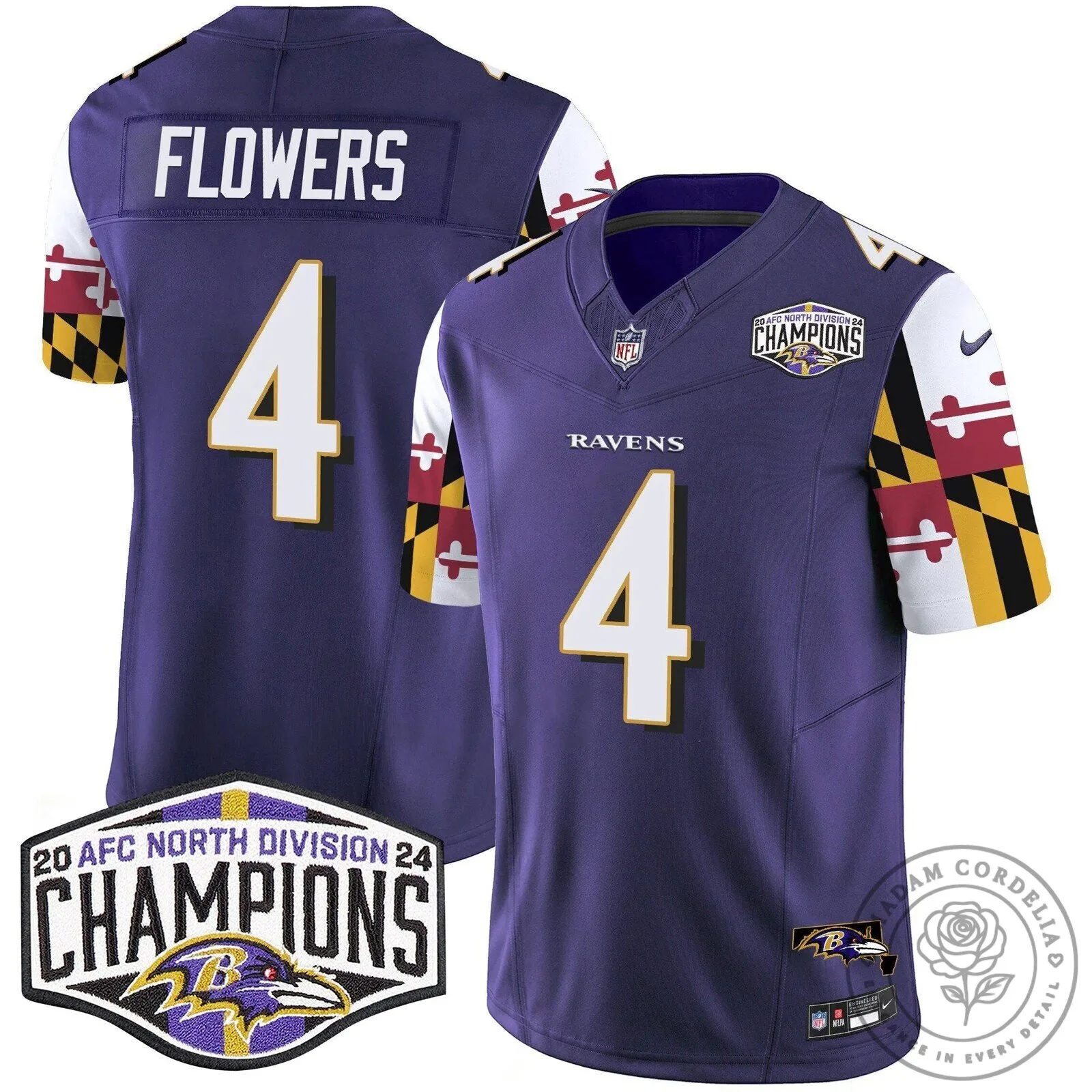 Baltimore Ravens 2024 AFC North Division Champions Henry Number 22 Football Jersey 73 Baltimore Ravens 2024 AFC North Division Champions Henry Number 22 Football Jersey