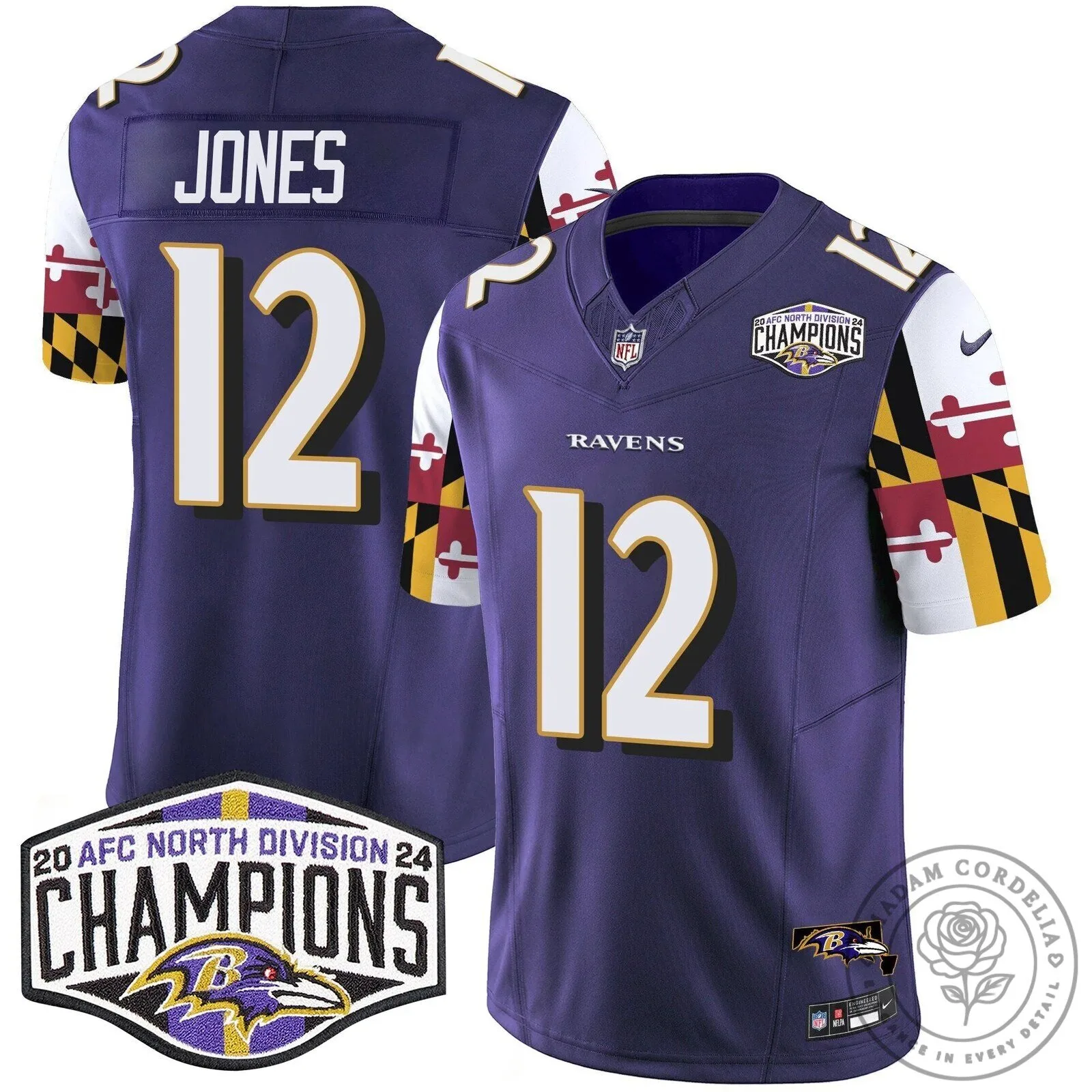 Baltimore Ravens 2024 AFC North Division Champions Henry Number 22 Football Jersey 74 Baltimore Ravens 2024 AFC North Division Champions Henry Number 22 Football Jersey