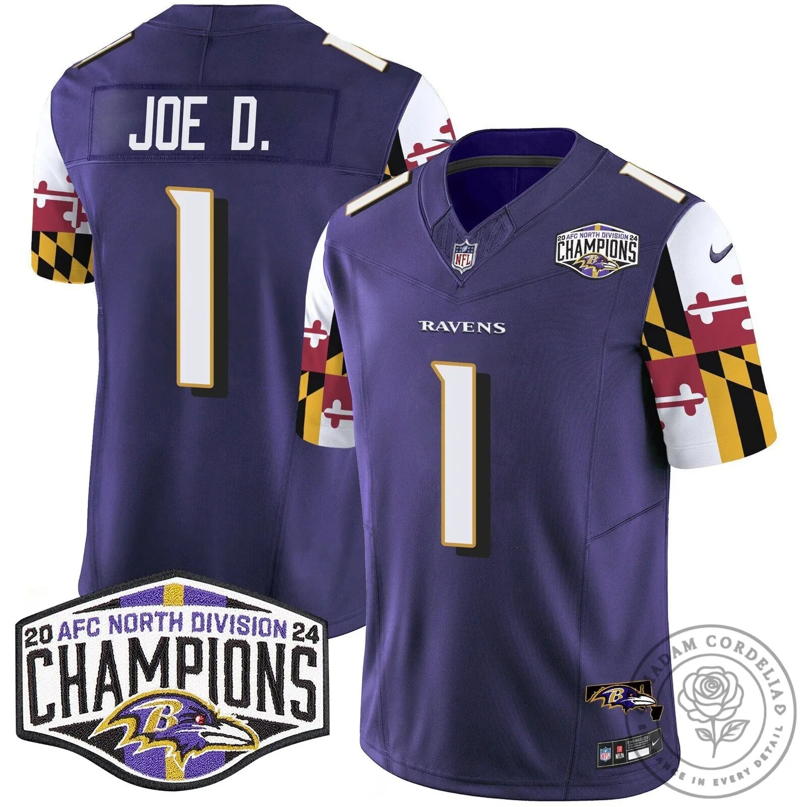 Baltimore Ravens 2024 AFC North Division Champions Henry Number 22 Football Jersey 75 Baltimore Ravens 2024 AFC North Division Champions Henry Number 22 Football Jersey