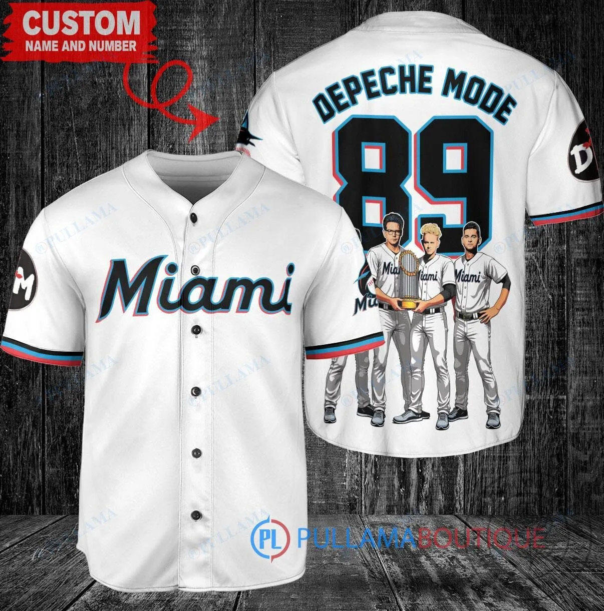 Miami Marlins Baseball Depeche Mode World Series Trophy Custom Baseball Jersey