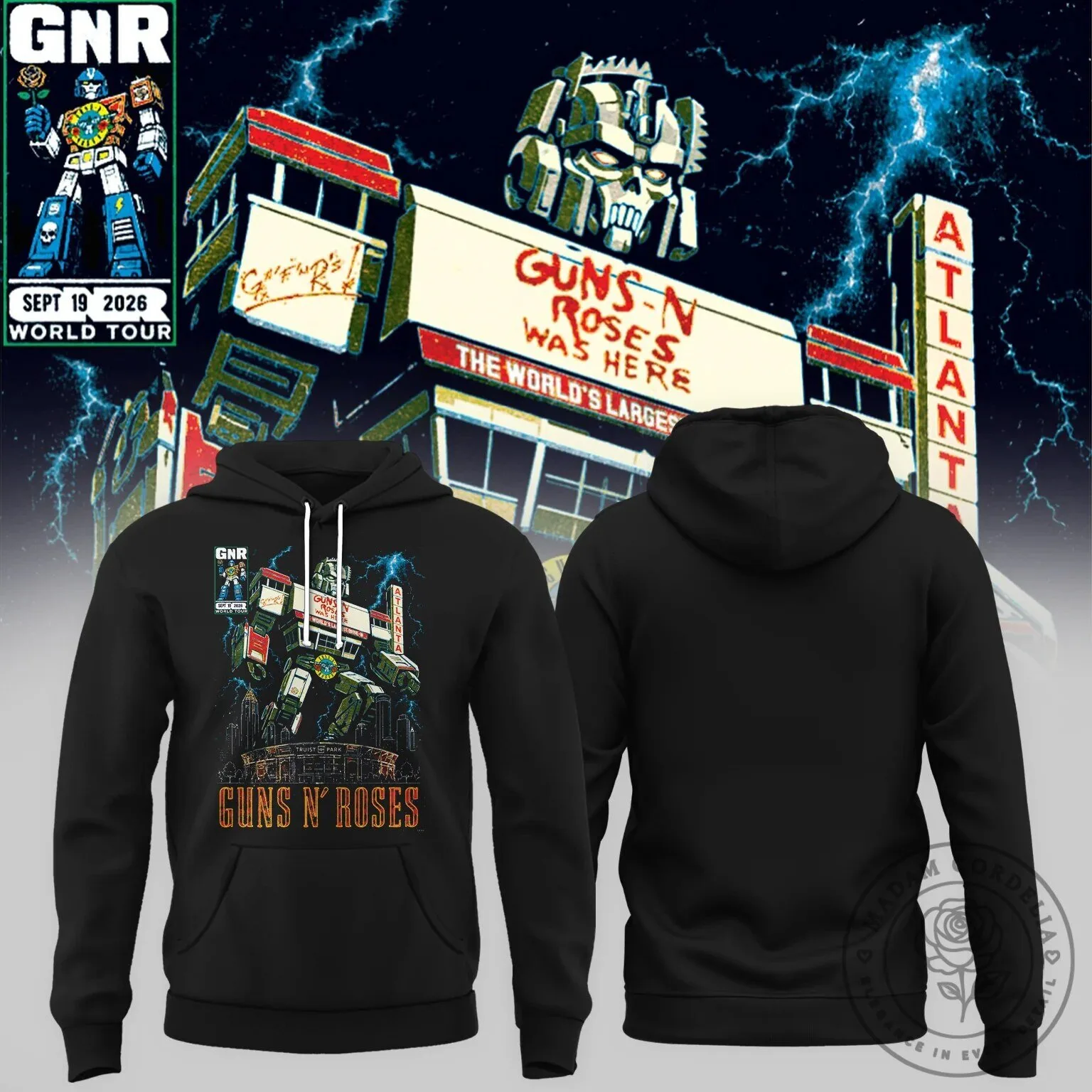 Black Hoodie featuring Robot Graphic from Guns N' Roses at Truist Park Atlanta